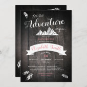 Baby girl Rustic adventure babyshower 招待状 (正面/裏面)