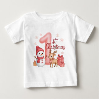 Baby Girl’s 1st Christmas | Cute First Christmas ベビーTシャツ