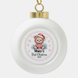 Baby Girl’s First xmas Ornament – Personalised セラミックボールオーナメント
