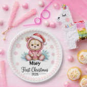 Baby Girl’s First Xmas Paper Plates – Editable ペーパープレート (パーティー)