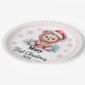 Baby Girl’s First Xmas Paper Plates – Editable ペーパープレート (アングル)