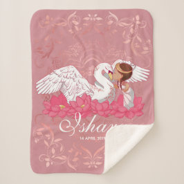 Baby Girl Saraswati with her White Swan シェルパブランケット