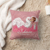 Baby Girl Saraswati with White Swan and lotus クッション (ブランケット)