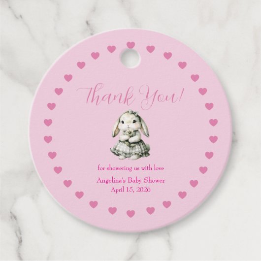 Baby Girl Shower Favor Tag フェイバータグ (正面)