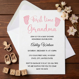 Baby Girl Shower First Time Grandma 招待状