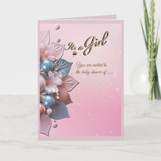 Baby Girl Shower Invitation  カード (正面)