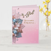 Baby Girl Shower Invitation  カード (黄色い花)
