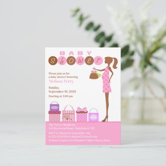 Baby Girl Shower Invitation 招待状 (スタンド正面)