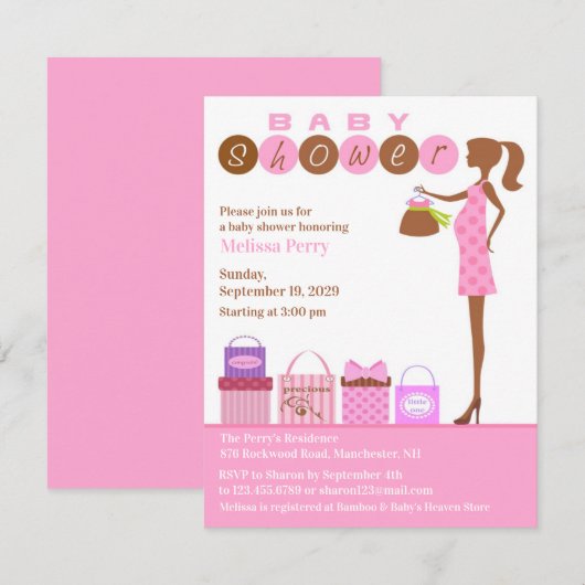 Baby Girl Shower Invitation 招待状 (正面/裏面)