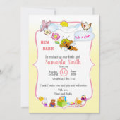baby girl shower invitation with a cute bee 招待状 (正面)