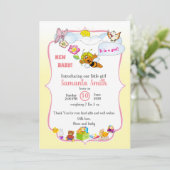 baby girl shower invitation with a cute bee 招待状 (スタンド正面)