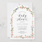 Baby Girl Shower Pink Watercolor Floral Arch 招待状 (正面)