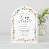 Baby Girl Shower Pink Watercolor Floral Arch 招待状 (スタンド正面)