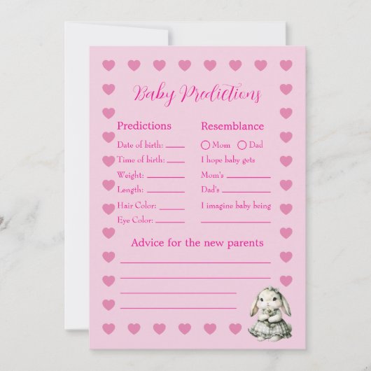 Baby Girl Shower Prediction Game Card 招待状 (正面)