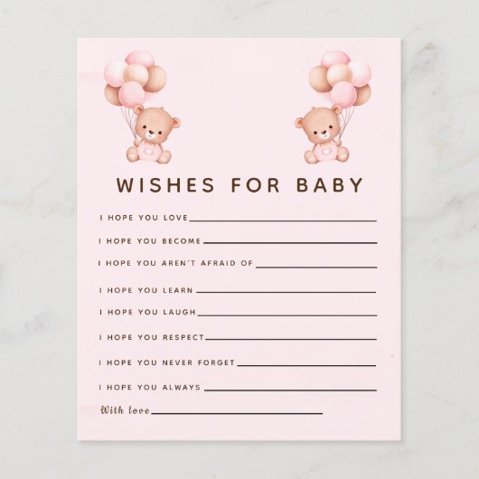 Baby Girl Shower - Teddy Bear Theme (正面)