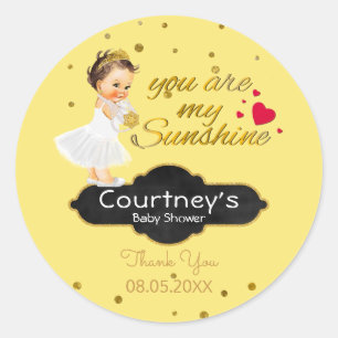 Baby Girl Shower Thank You プリンセスシャワー ラウンドシール