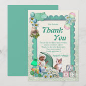 Baby Girl Showers Tweets Thank You サンキューカード (正面/裏面)