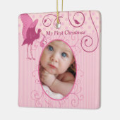 Baby Girl Tiny Teeフォトオーナメント(誕生統計) セラミックオーナメント (左)