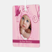 Baby Girl Tiny Teeフォトオーナメント(誕生統計) メタルオーナメント (正面左)