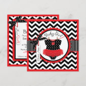 Baby Girl Tutu Chevron Print Baby Shower 招待状 (正面/裏面)
