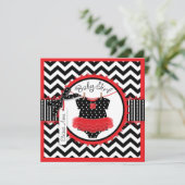 Baby Girl Tutu Chevron Print Baby Shower 招待状 (スタンド正面)