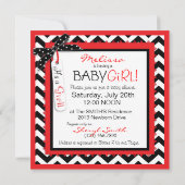 Baby Girl Tutu Chevron Print Baby Shower 招待状 (裏面)