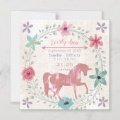 Baby Girl Unicorn磁気発表 マグネット招待状 (正面)