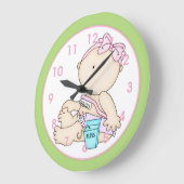 Baby Girl w/Obrush & Floss Kid's Wall Clock ラージ壁時計 (傾斜)