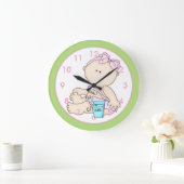 Baby Girl w/Obrush & Floss Kid's Wall Clock ラージ壁時計 (ホーム)