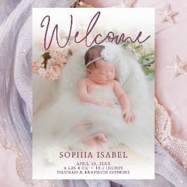 Baby Girl Welcome Photo Birth Announcement 招待状