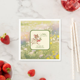 Baby Girl Woodland Animal Shower スタンダードカクテルナプキン