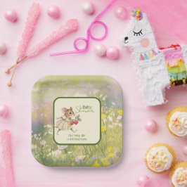 Baby Girl Woodland Animal Shower ペーパープレート