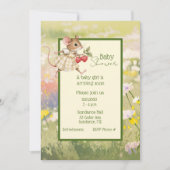 Baby Girl Woodland Animal Shower 招待状 (正面)