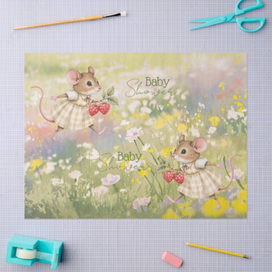 Baby Girl Woodland Animal Shower 薄葉紙 (クラフト)
