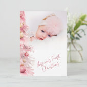 Baby Girls First Christmas Flat Holiday Card シーズンカード (スタンド正面)