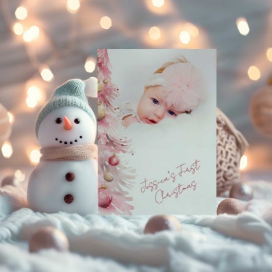 Baby Girls First Christmas Flat Holiday Card シーズンカード