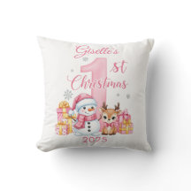 Baby Girl's First Christmas Pillow