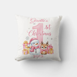 Baby Girl's First Christmas Pillow クッション