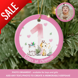 Baby Girl's first photo Christmas Decoration Anima セラミックオーナメント