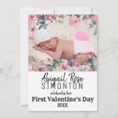 Baby Girl's First Valentine's Dayフォトカード 招待状 (正面)