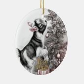Baby Goat Christmas 10 and YOUR PHOTO セラミックオーナメント (右)