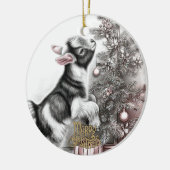 Baby Goat Christmas 10 and YOUR PHOTO セラミックオーナメント (左)