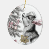 Baby Goat Christmas 11 and YOUR PHOTO セラミックオーナメント (左)