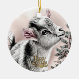 Baby Goat Christmas 12 とあなたの写真 セラミックオーナメント