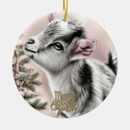 Baby Goat Christmas 13 とあなたの写真 セラミックオーナメント