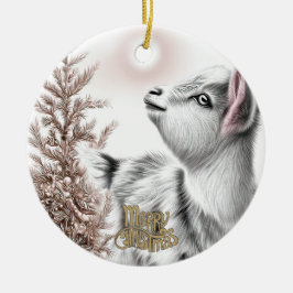 Baby Goat Christmas 16 and YOUR PHOTO セラミックオーナメント