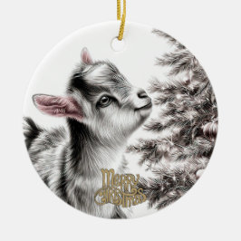 Baby Goat Christmas 17 とあなたの写真 セラミックオーナメント