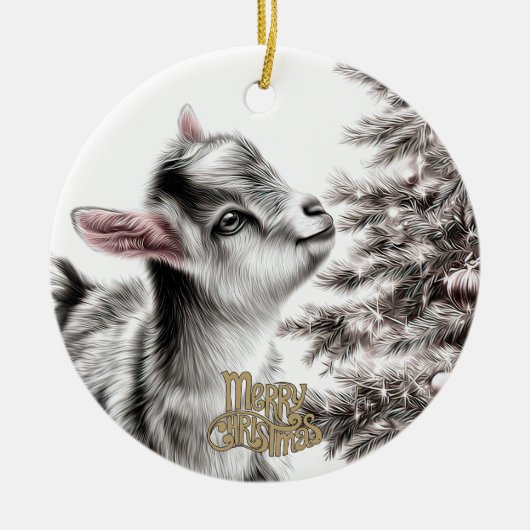 Baby Goat Christmas 17 and YOUR PHOTO セラミックオーナメント (正面)
