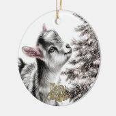 Baby Goat Christmas 17 and YOUR PHOTO セラミックオーナメント (左)