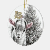 Baby Goat Christmas 18 and YOUR PHOTO セラミックオーナメント (左)